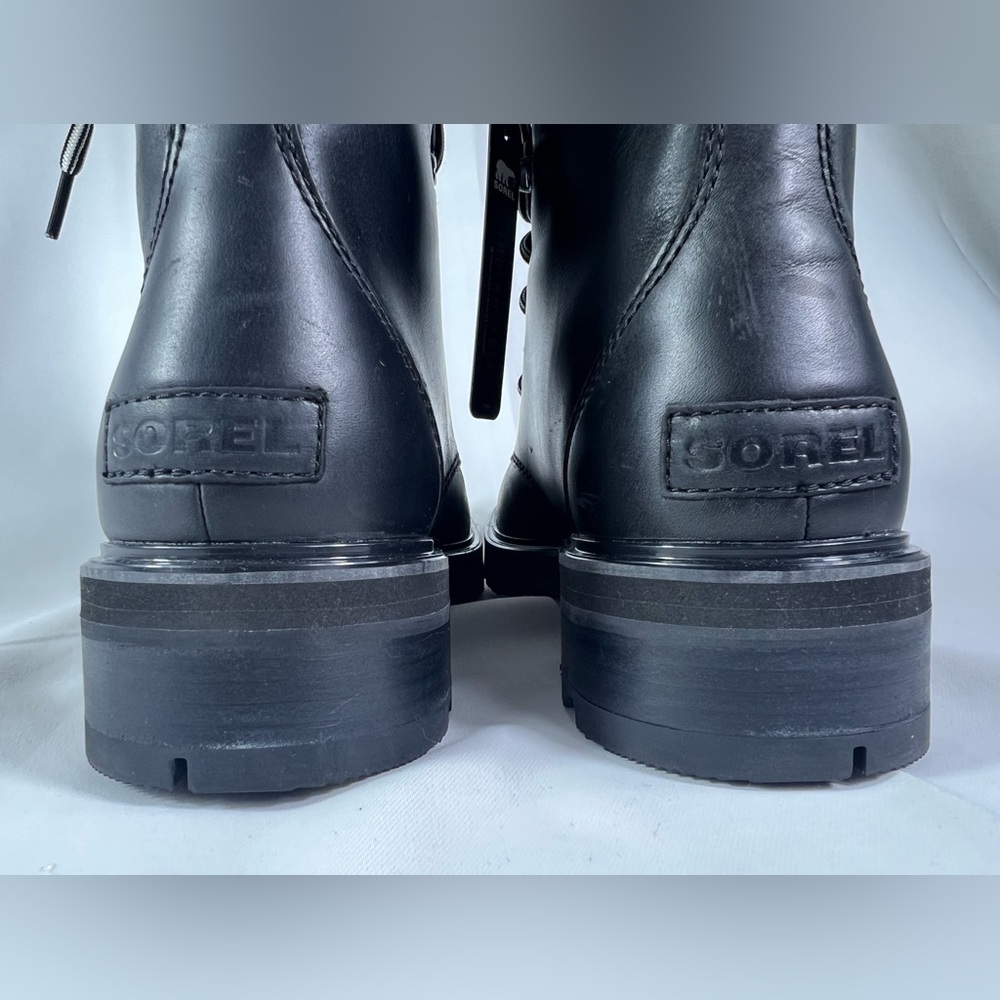 SOREL Lennox Leather Lace STKD Boot in Black Sea Salt NWT NO BOX Size:10 Women’s - Picture 10 of 15